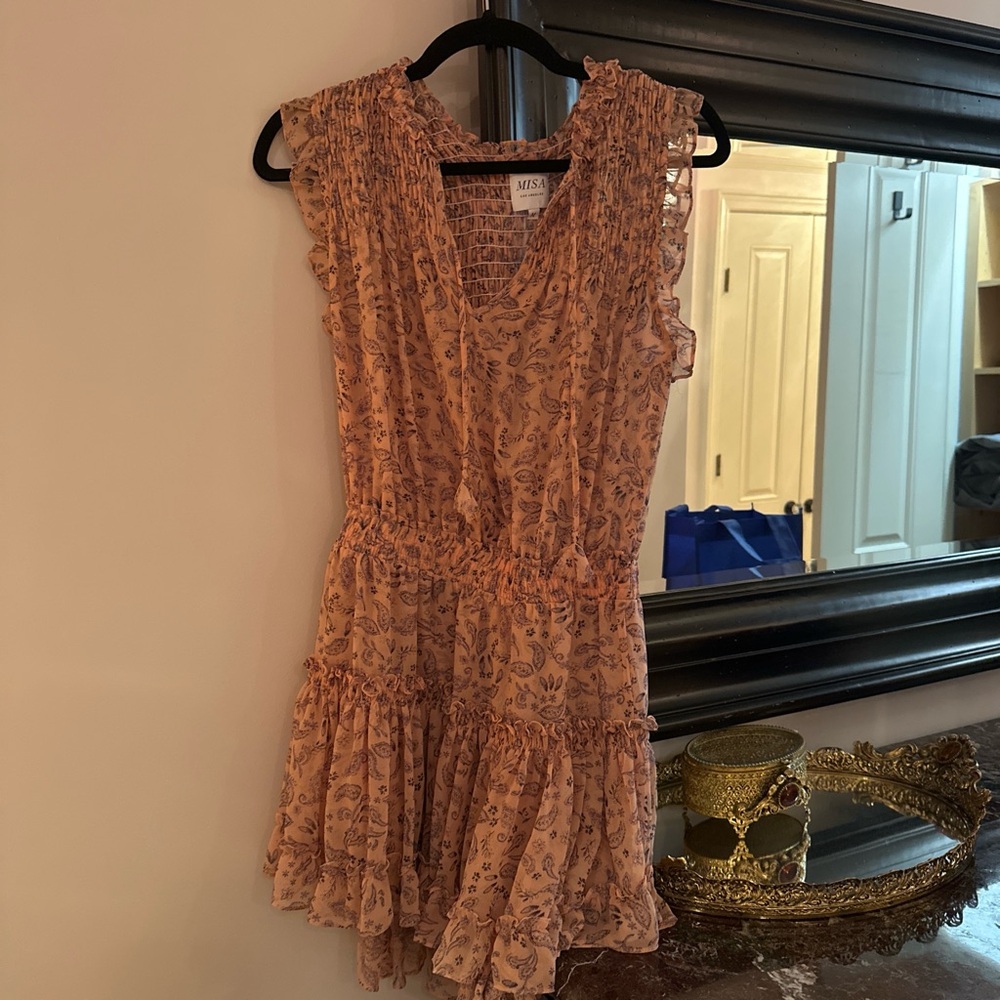 Misa Los Angeles Floral Mini Dress in Peach